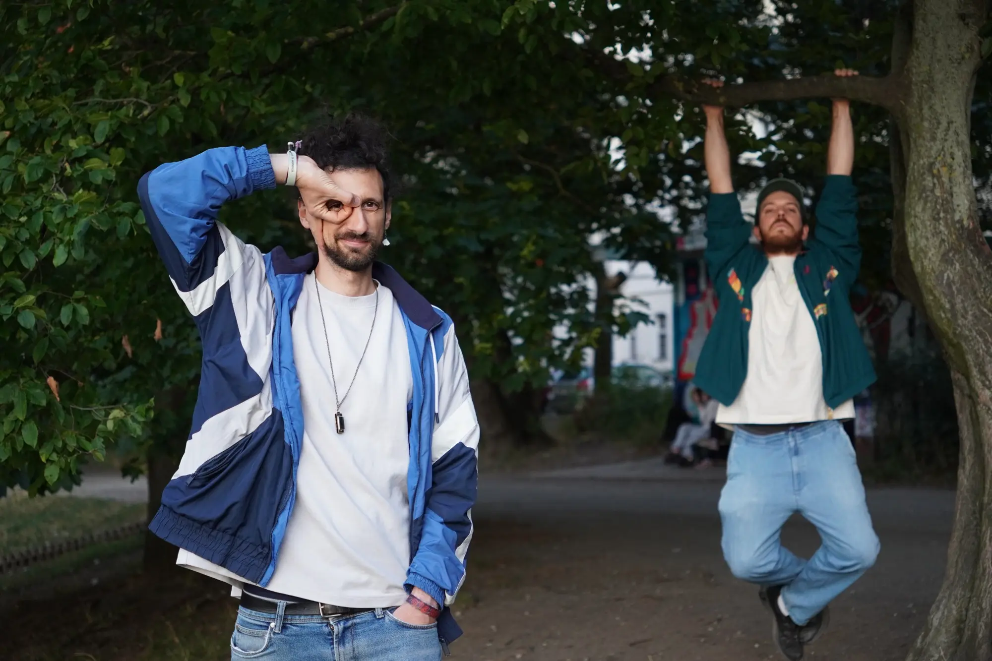 RAAMO founders Cioz and Corpino outdoors in Berlin